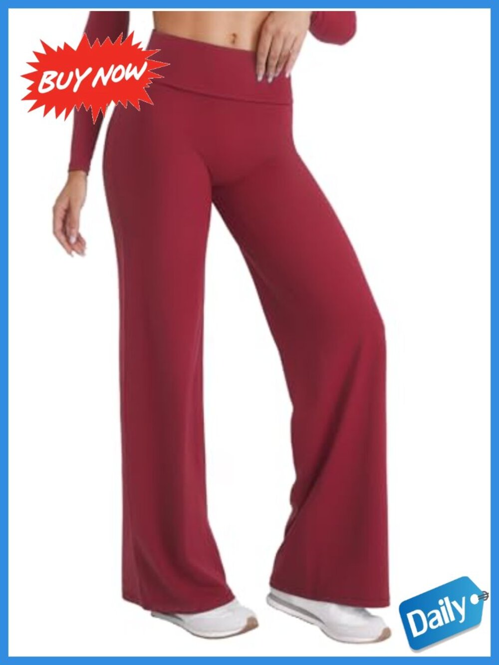 Women's Straight Leg Leggings No Front Seam Fold Over Waistband